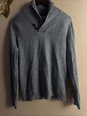 Men's Shawl Collar Pullover Sweater - Light Blue
